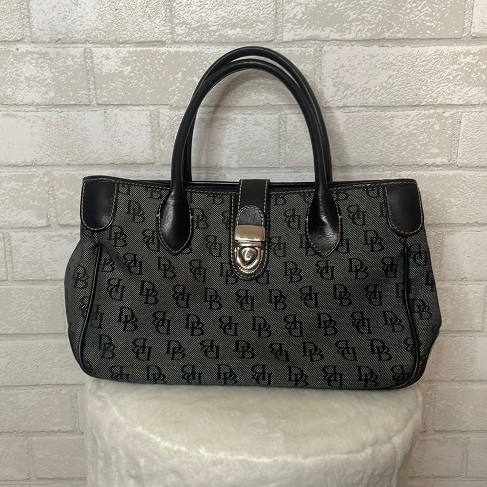 DOONEY & BOURKE Gray & Black Silver Buckle Signature Satchel Purse Shoulder Bag